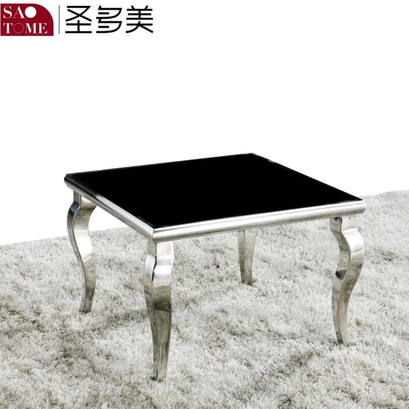 Black Coffee Table with Tempered Glass Table Top