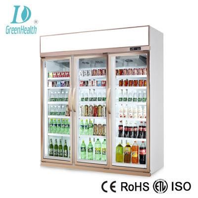 Commercial Glass Door Beverage Display Showcase for Supermarket