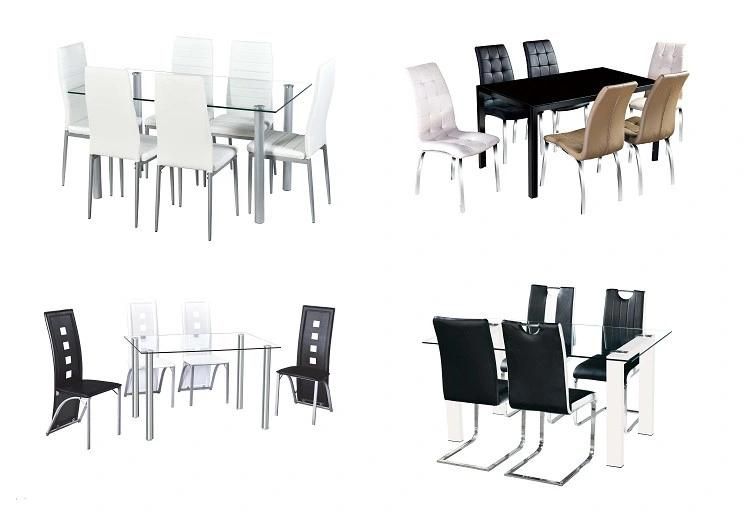 Free Sample High Quality Glass Top Dining Table and Chairs Set Modern Black Dining Room Set
