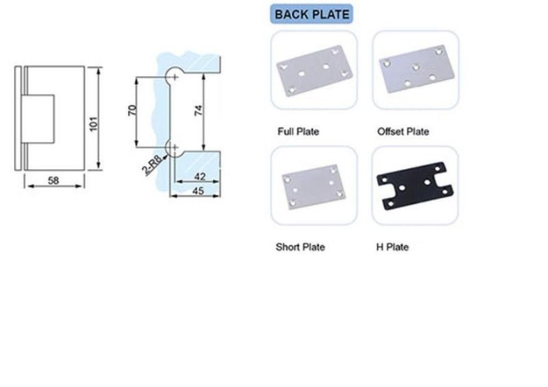 Factory Supply Brass 90 Degree Glass Hinge of Shower Accessories Bathroom Accessories