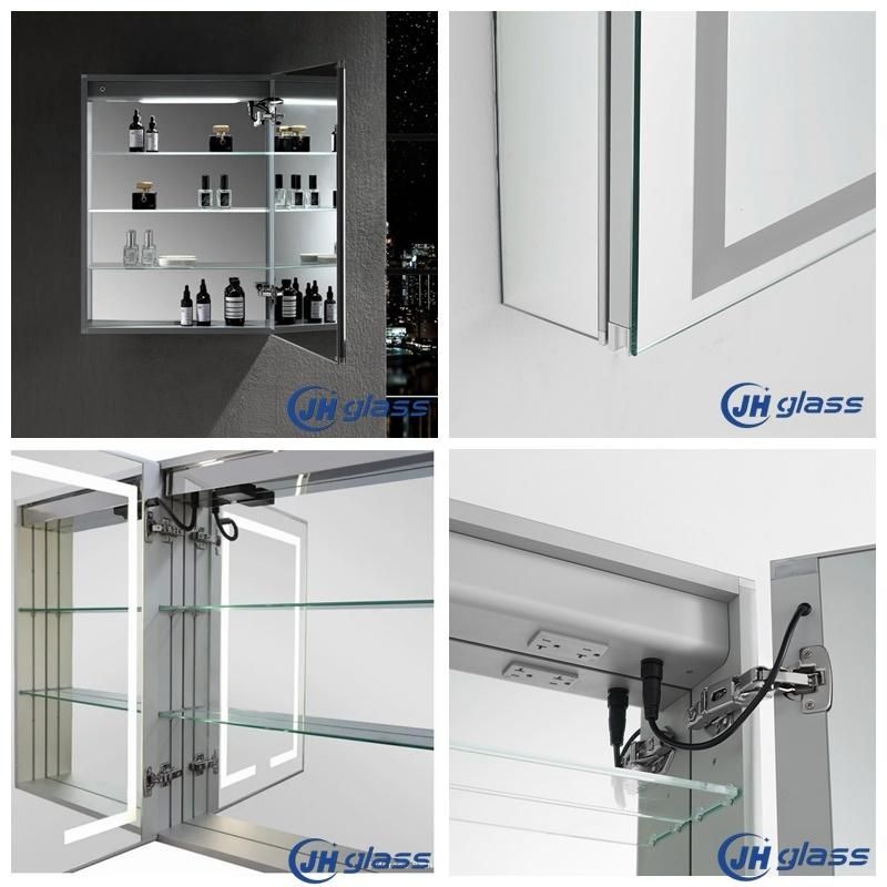 High Quality Single Double Door Home Decor LED Lighting Bathroom Mirror Cabinet for Hotel Project