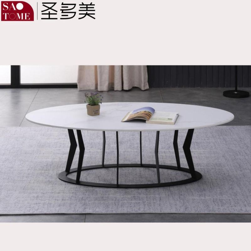 Modern Light Luxury Living Room Furniture Rectangular R Angle Craft Slate / Marble Coffee Table