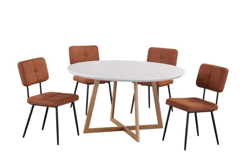 Hot Sale Home Coffee Furniture Small Round Table White MDF Table Top Metal Leg Wood Effect Dinner Table