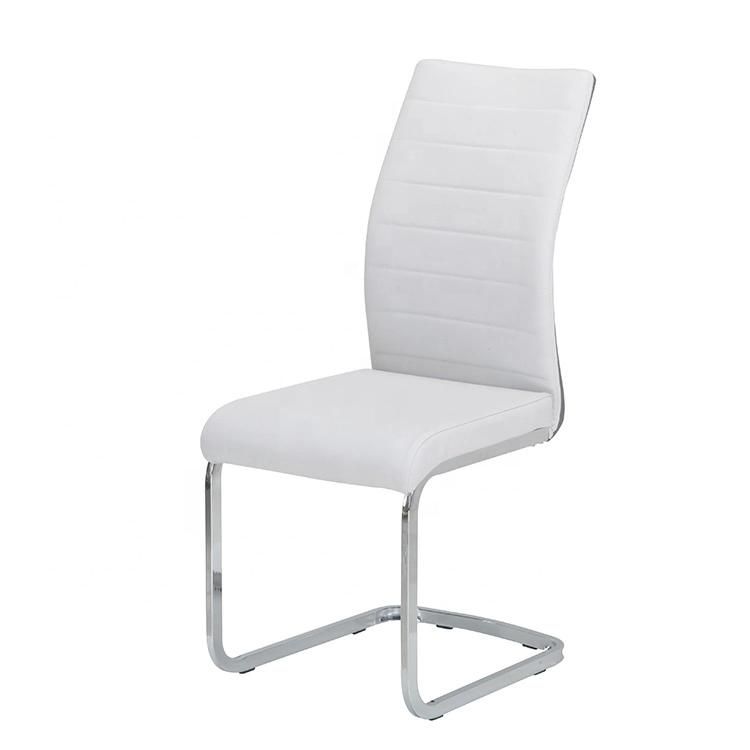 Modern Home Hotel Leisure Office Furniture Single Person High Back PU Leather Chrome Dining Chair Office Chair Dining Chair