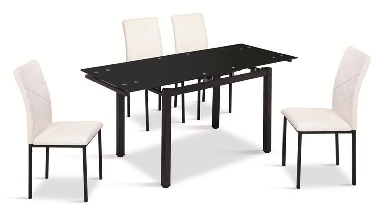 Modern Design Home Restaurant Bar Furniture Toughened Glass Top Extension Black Dining Table