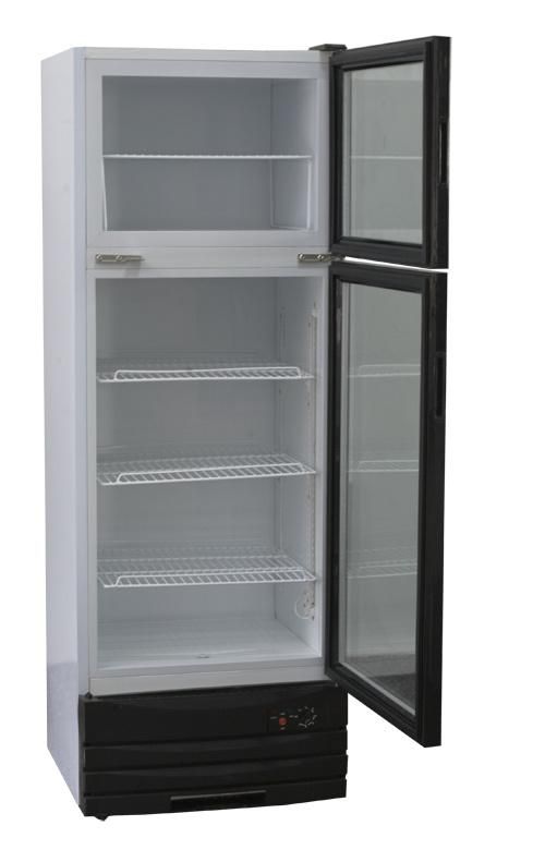 Chest Freezer Double Temperature Double Glass Door Supermarket Vertical Showcase