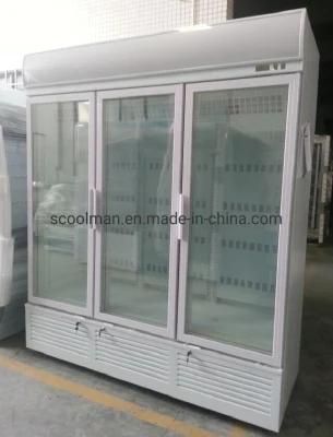 Vertical Commercial Continuous Display Showcase Glass Door Ice Cream Cake Freezer