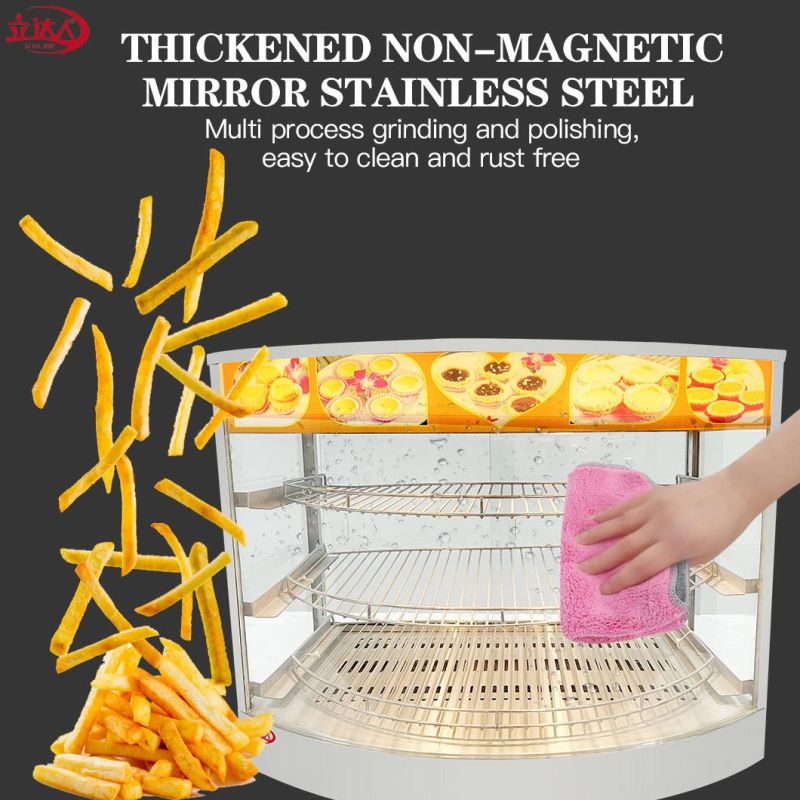 Curved Food Warming Showcase Commercial Restaurant Equipment Glass Food Warmer Display Showcase