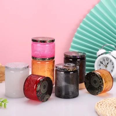 Colorful Candle Holder Glass Jar with Aluminum Cap Candle Cup