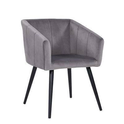 Modern Luxury Home Lounge Living Room Furniture Sofa Velvet Flannel Back Spray-Painted Black Steel Dining Chair