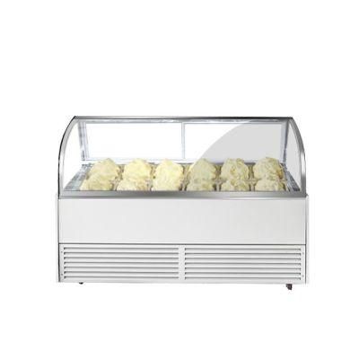 Ice Cream Gelato Display Refrigerator Freezer Showcase with Double Hollow Toughened Glass with Double Doors (12 Pans)