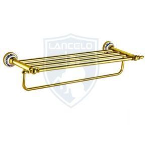 Brass Ceramic Golden Plated Hotel Style Towel Rack