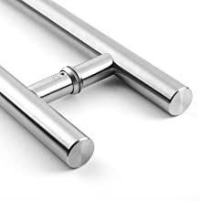 Solid Standoffs Heavy-Duty Commercial Grade-304 Stainless Steel Push Pull Door Handle/Barn Door Pull Handle/Glass Pulls, Full Brushed Stainless Steel Finish