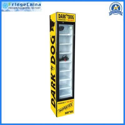 Slim Mini Beverage Showcase Upright Cooler Vertical Freezer with Transparent Glass Door for Supermarket