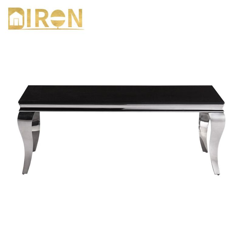 Modern Style Designs Glass Table Luxury Dining Room Furniture Marble Top Stainless Steel Legs Coffee Table