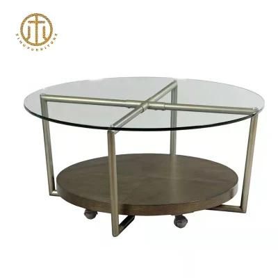 Round Gass Metal Modern Waterproof Customizable Coffee Table