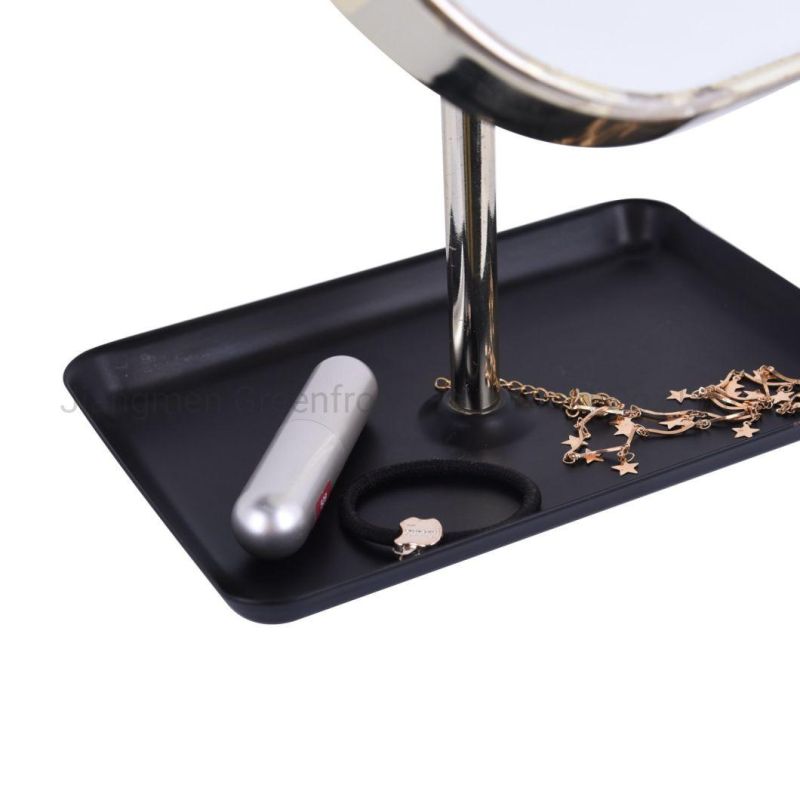 Gold Square Table Vintage Makeup Mirror with Storage Tray