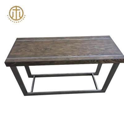 Wholesale Furniture Square Center Table Antique Wood Table Iron Rectangular Wood Brown Wood Countertop Metal Corner Coffee Table