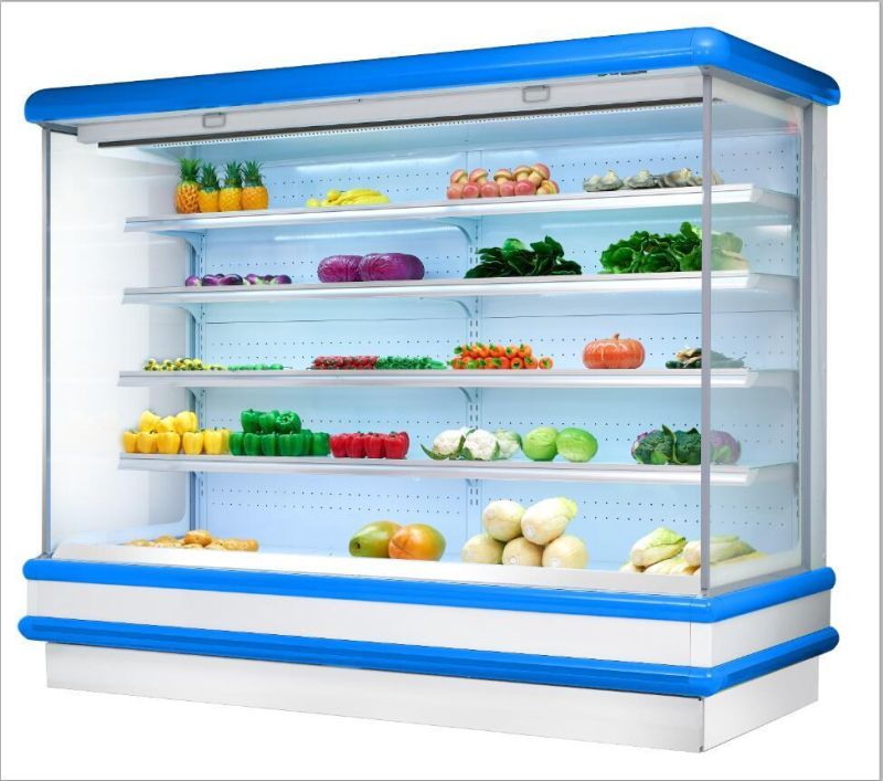 Countertop Commercial Curved Glass Cabinet Two Side Open Cooler Showcase
