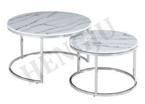 Free Sample Wholesale Modern Design Stainless Steel Coffee Table with Marble Top Modern Living Room