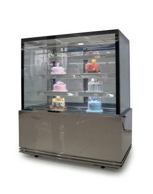 3 Shelves Square Glass Cake Display Counter with 1.5 Meters Length and Fan Cooling