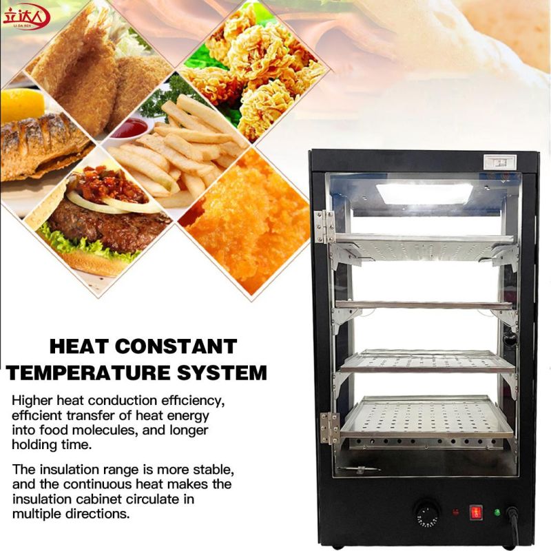 Restaurant Equipment Table Top Cake Warmer Display Cabinet Insulation Curved Glass Showcase Thermal Cupboard Kitchen Cabinets with 4 Shelves