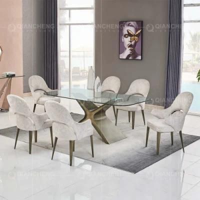 Rectangular Glass Top 6 Chairs Places Elegant Dining Table Set