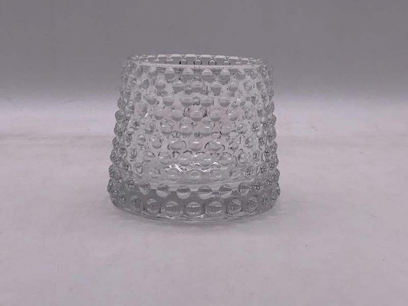 Clear Glass Candle Holder with Polka DOT Pattern