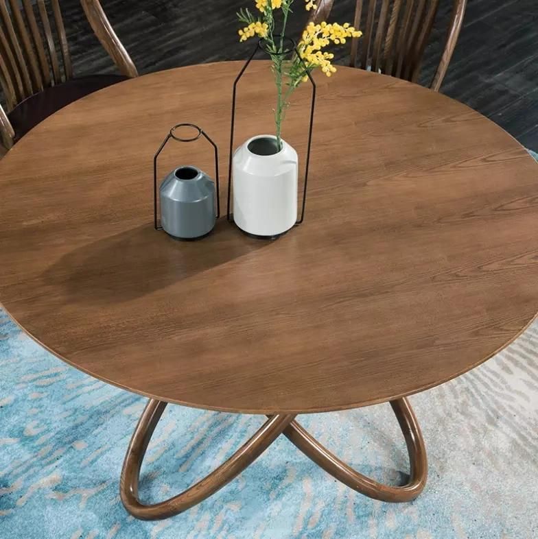2019 Modern Art Design Nordic Style Dining Room Set Family Solid Wooden Round Dining Table