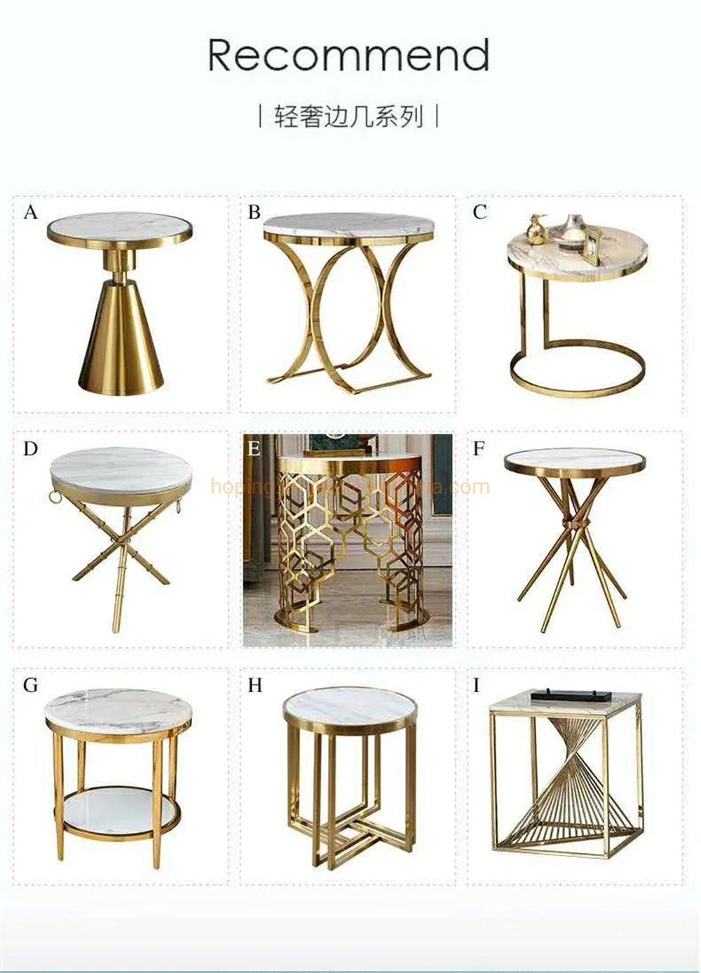 Flower Design 6 Pieces Wedding Table Luxury Modern Marble Top Coffee Table with Gold Stainless Steel Frame