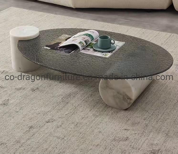 2021 New Design Furniture Marble Coffee Table with Glass Top