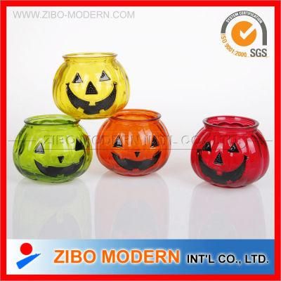 Hallowmas Decoration Smile Pumpkin Glass Candle Holder