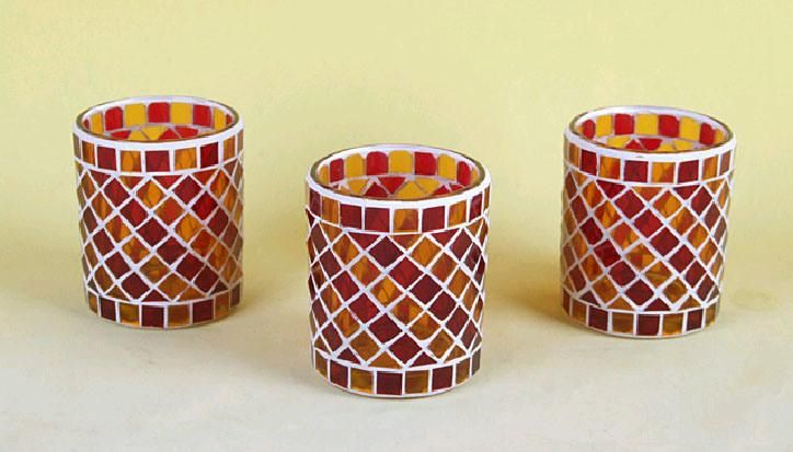 Candle Holders Color Glass Mosaic with Handmade Candle Holders for Wedding Dinner Hom