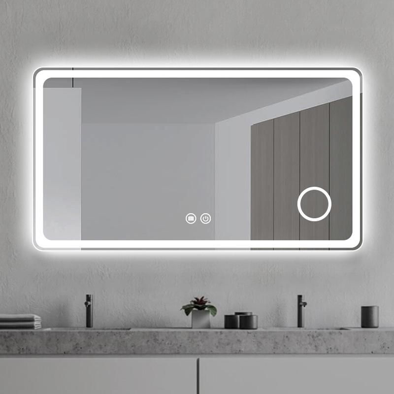 Wall Mounted Defogging 3000K- 6500K Hotel Bathroom LED Lighting Mirror with Touch Sensor