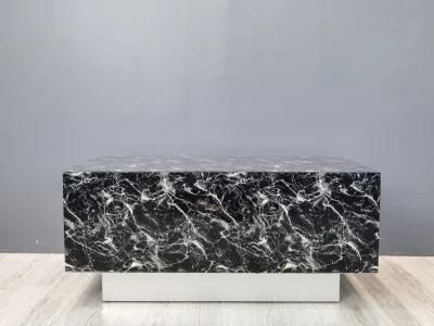 OEM Modern Furniture Wholesale Glass Black Faux Marble Coffee Table