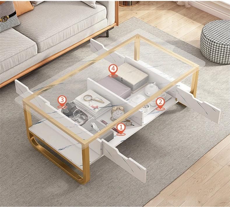 Living Room Home Small Apartment Light Luxury Modern Small Table, Multifunctional Creative Tempered Glass Furniture 0016