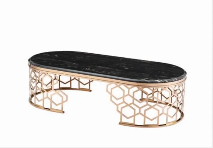 Morden Stainless Steel Coffee Table with Rose Gold Finish