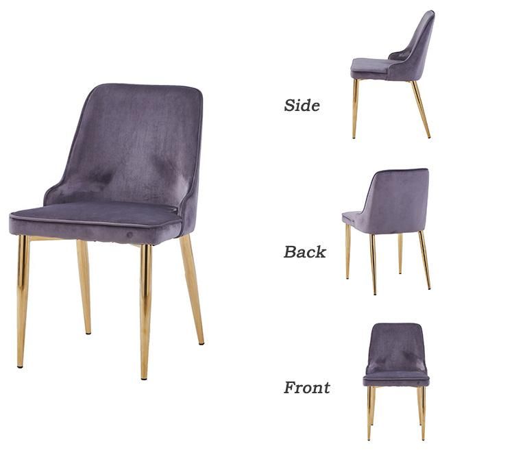 China Wholesale Home Outdoor Furniture Nordic Velvet Dining Chairs with Golden Metal Legs