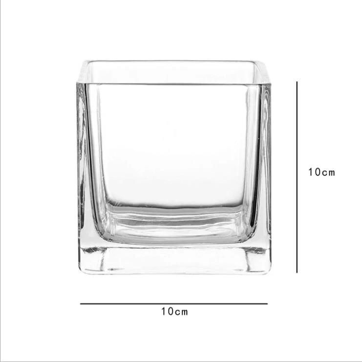 Empty Candle Glass Jar Square Shape Candle Holder for Home Decor