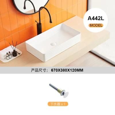 White Ceramic Kitchen Sink Bathroom Accessories Wash Hand Basin Top Grade Modern Design Upc Sink Hot Sale Rectangle Shape Vanity