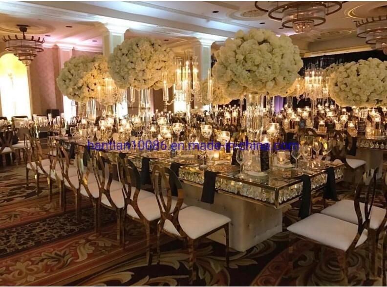 Glass Dining Table Set Hot Sale Banquet Hall Wedding LED Expandable Event Acrylic Catering Tables