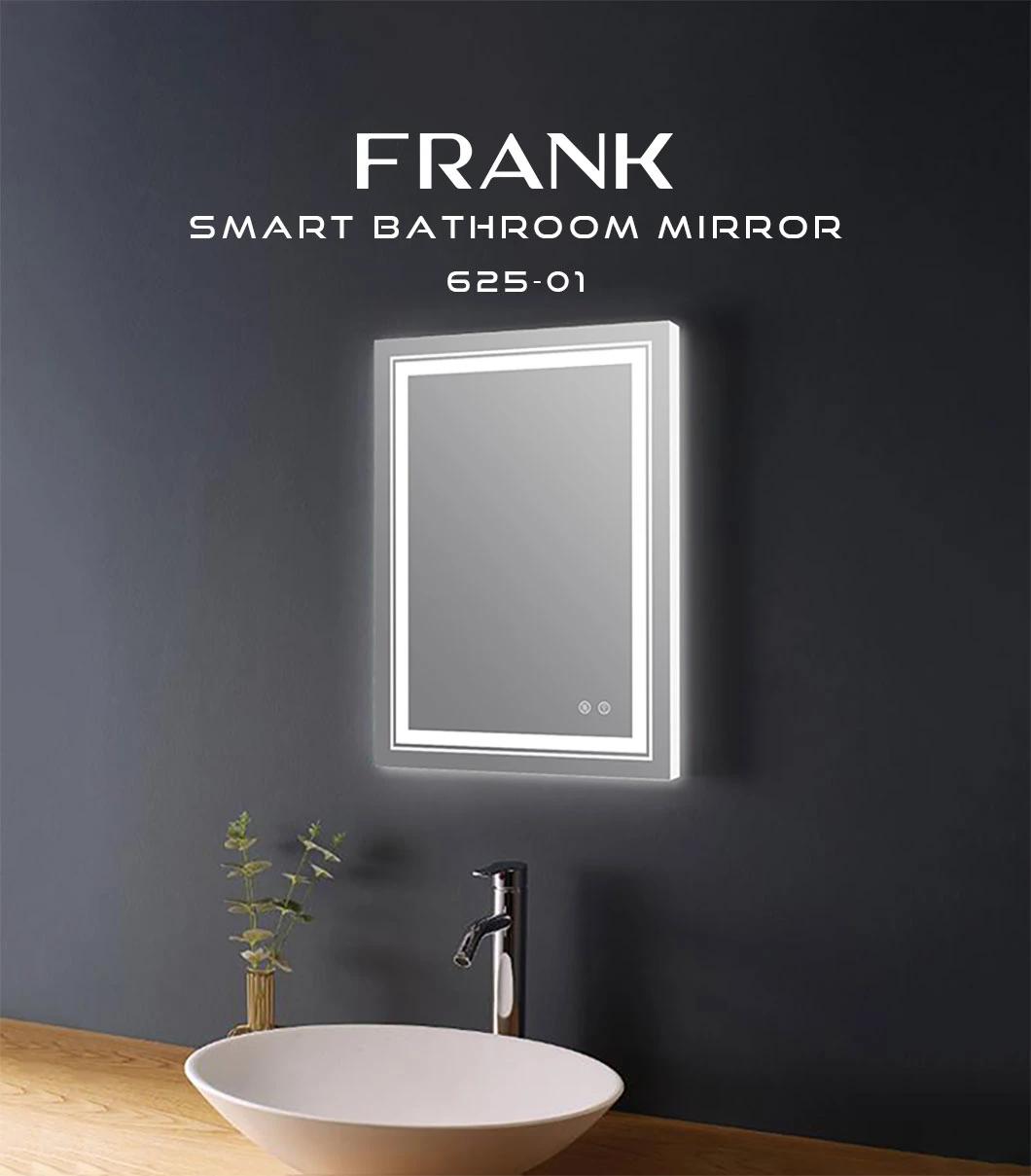 Clear Glass Bathroom Mirror LED Light Salon Furniture