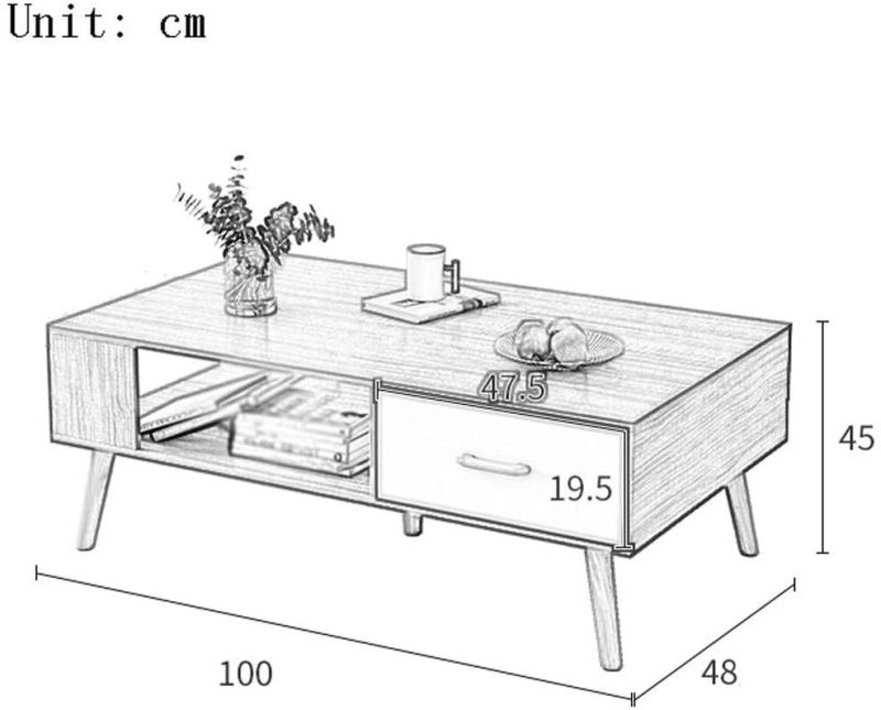 Modern Simple Coffee Table with Wood Leg for Living Room