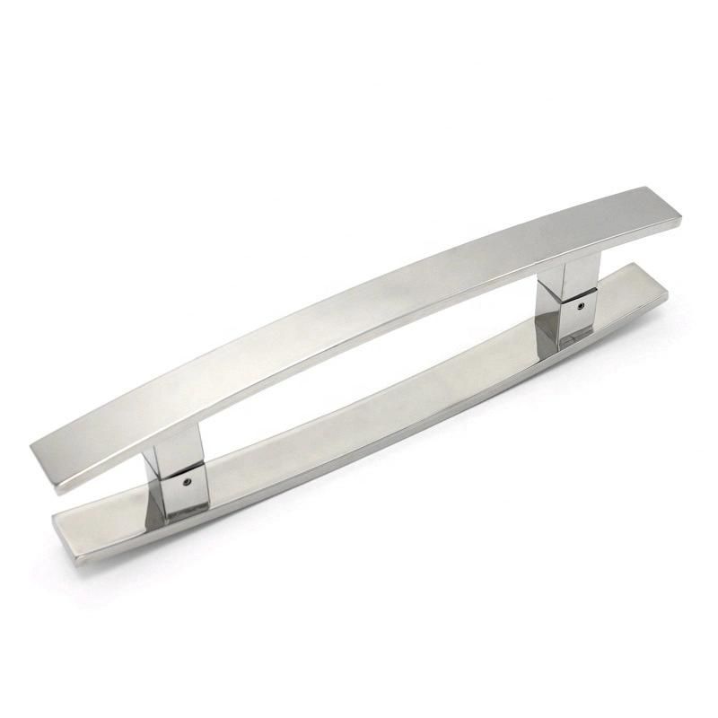 Commercial Glass Door Stainless Steel Curved Square Tube Pull Handle Satin Finished