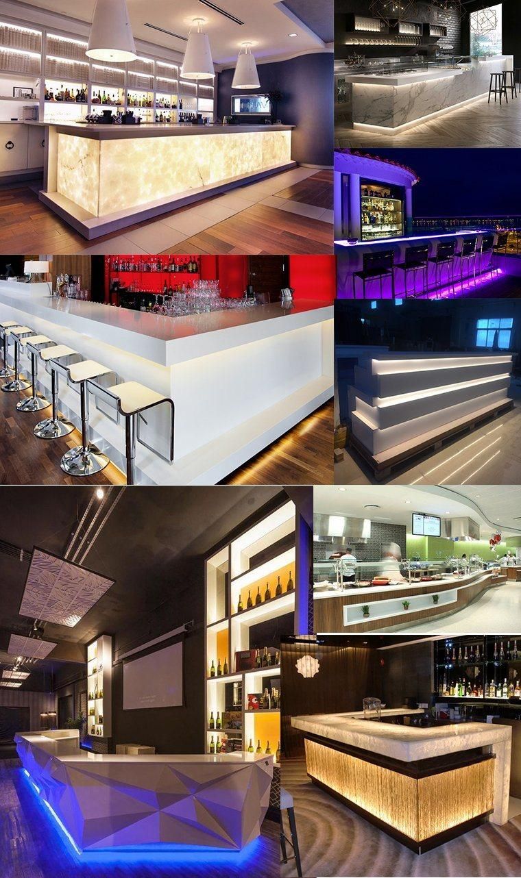 U Shape Translucent Marble LED Light Commercial Bar Counter for Restaurant