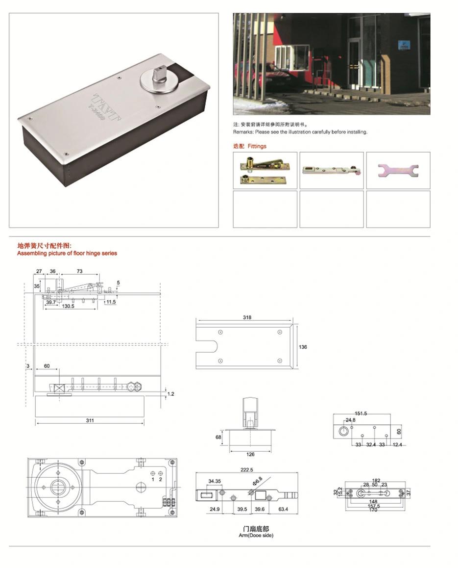 Floor Hinge Door Closer Match with Glass Door Patch Fittings