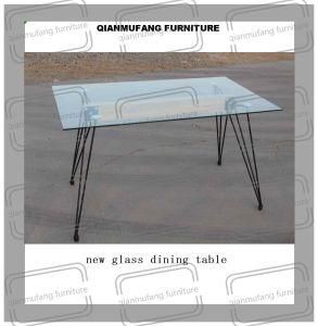 Clear Glass Metal Dining Table and Chair
