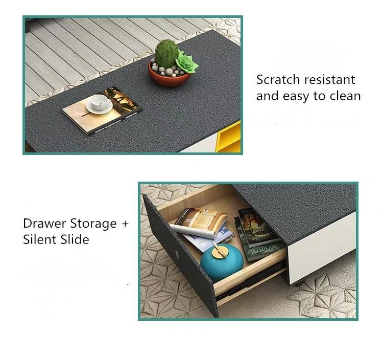 Newest Design High Density Fiber Board Modern Storage Industrial Wooden Coffee Tea Table Set