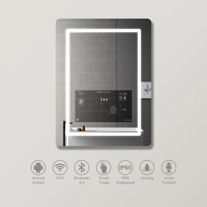 Smart Mirror 18.5 Inch Interactive Bathroom TV Mirror Intelligent Magic Mirror Glass Touch Screen Mirror for Hotel Smart Home