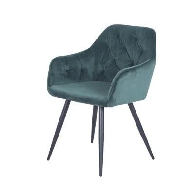 Restaurant Furniture Upholstered Velvet Fabric Armrest Chair Living Room Single Seater Sofa Chair with Metal Frame for Outdoor Chair